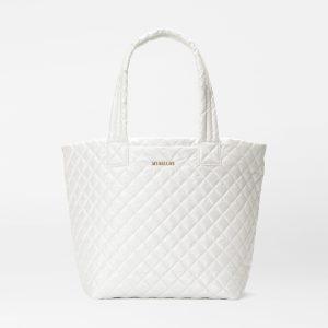 Pearl White Metallic Medium Metro Tote Deluxe