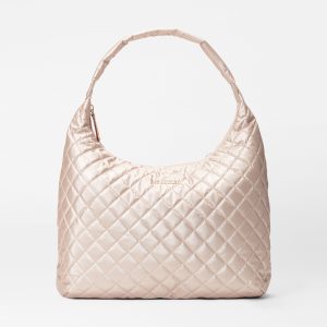 Pale Rose Gold Metallic Large Metro Shoulder Bag