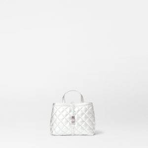 Silver Leather Mini Astor Top Handle
