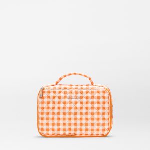 Sunset Orange Gingham Zip Round Organizer