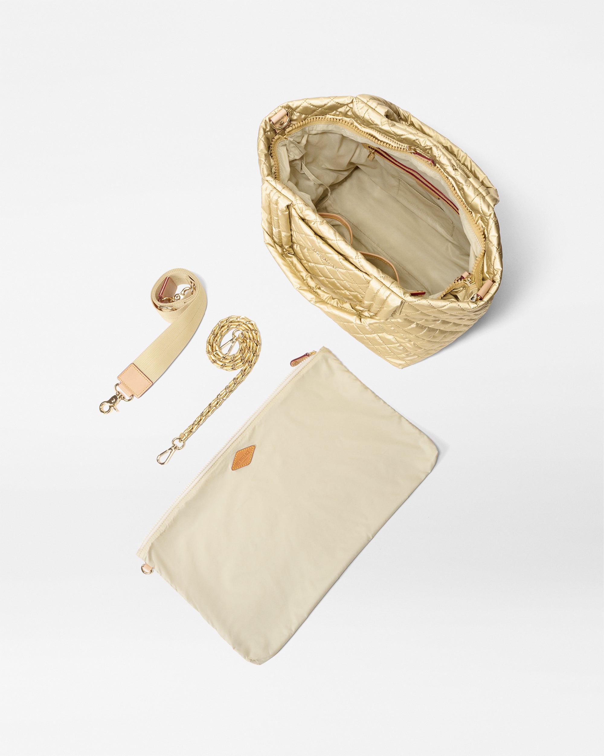 Light Gold Pearl Small Metro Tote Deluxe w/ Chain - Image 5