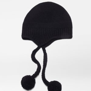 Black Cashmere Hat with Pouch