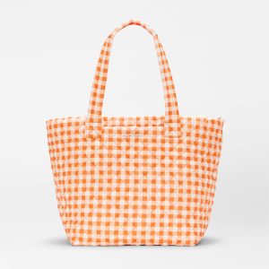Sunset Orange Gingham Medium Metro Tote Deluxe