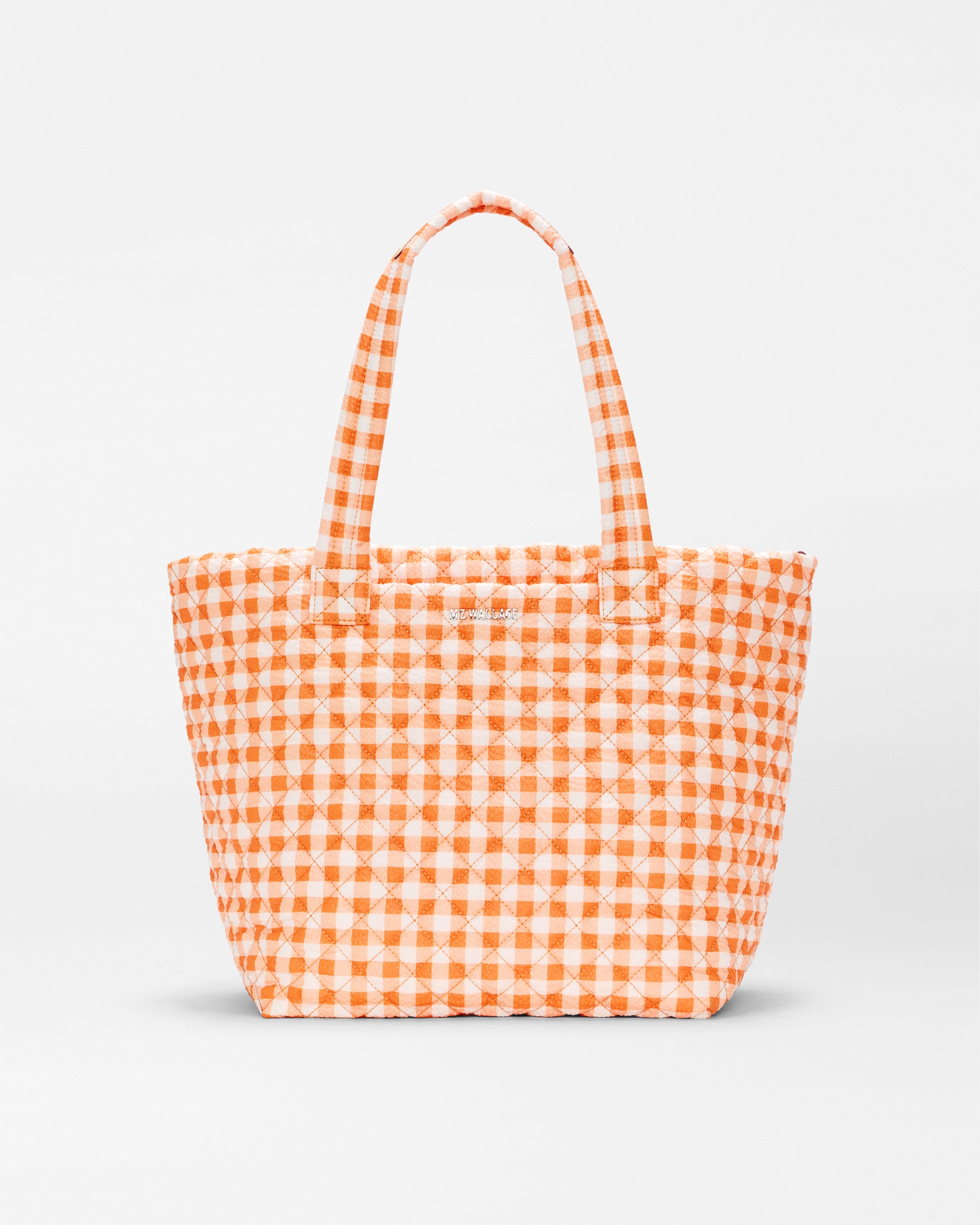 Sunset Orange Gingham Medium Metro Tote Deluxe