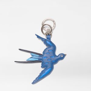 Blue Multi Leather Bird Charm