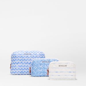 Porcelain Blue/Multi Double Zip Cosmetic Bundle