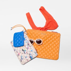 Sunset Orange/Dede Beach Print/Surf Blue Metro Pouch Set